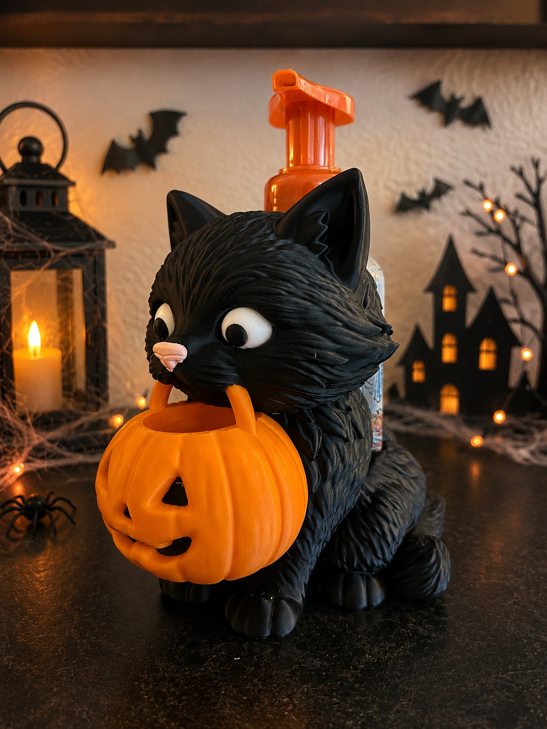 Black Cat Halloween Foaming Soap Holder