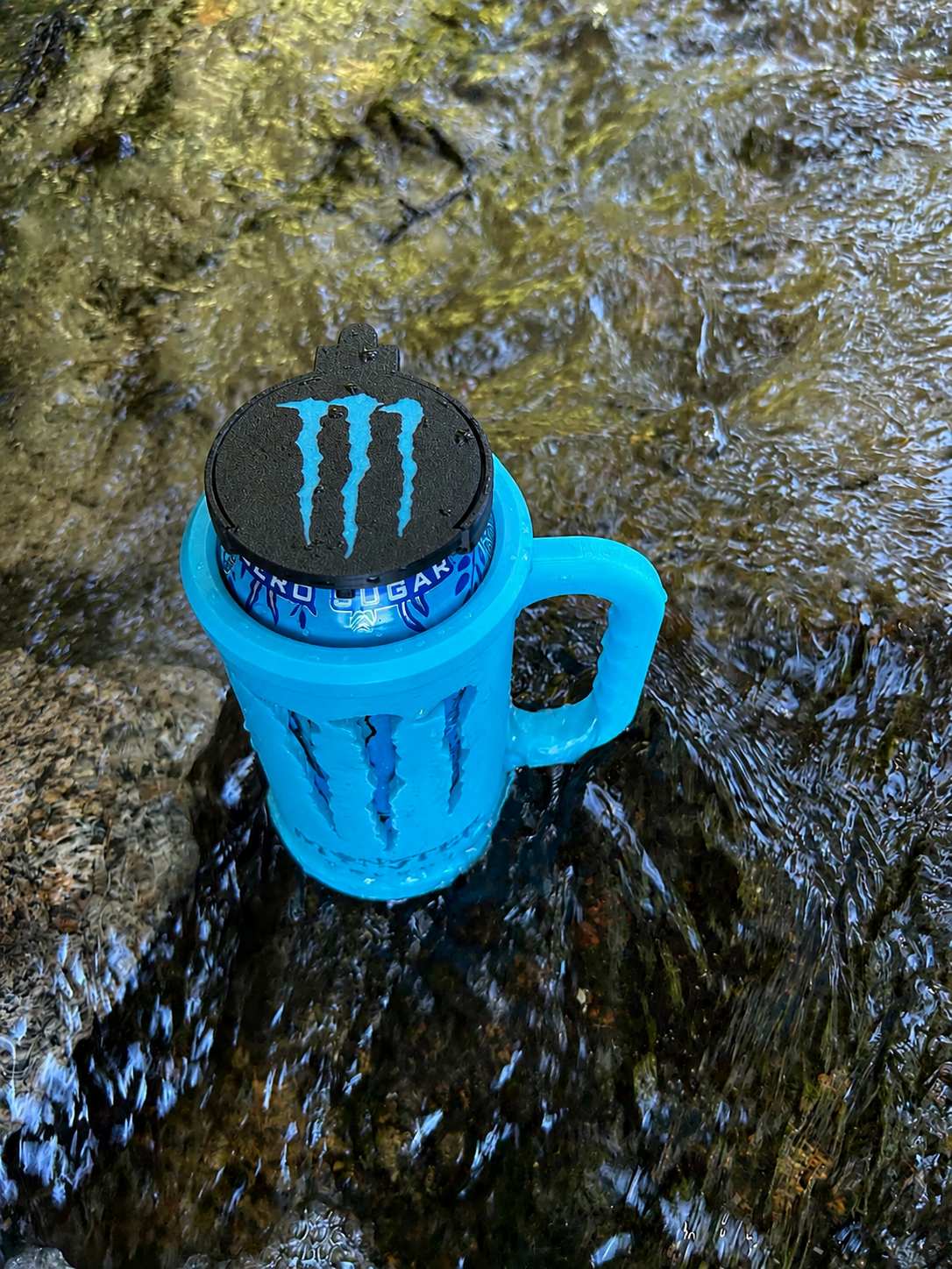 Monster Energy Inspired 3D Printed 16oz Can Holder Mug with Matching Keychain, Opener and Lid