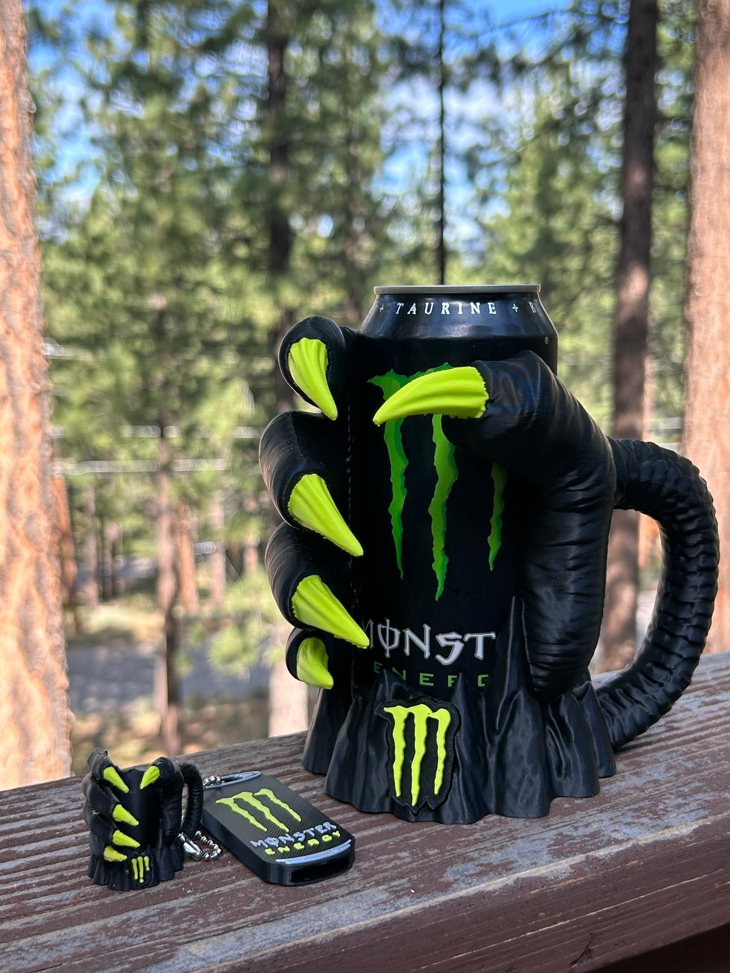 Claw Can Holder with Matching Keychain, Can Opener and Lid