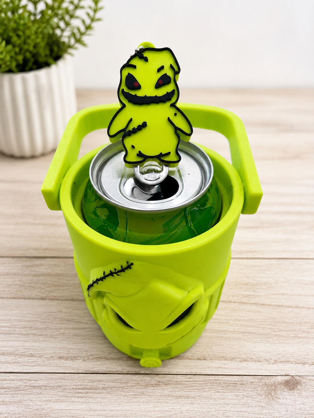 Oogie Boogie Inspired Mini Can Cooler with matching keychain/can opener