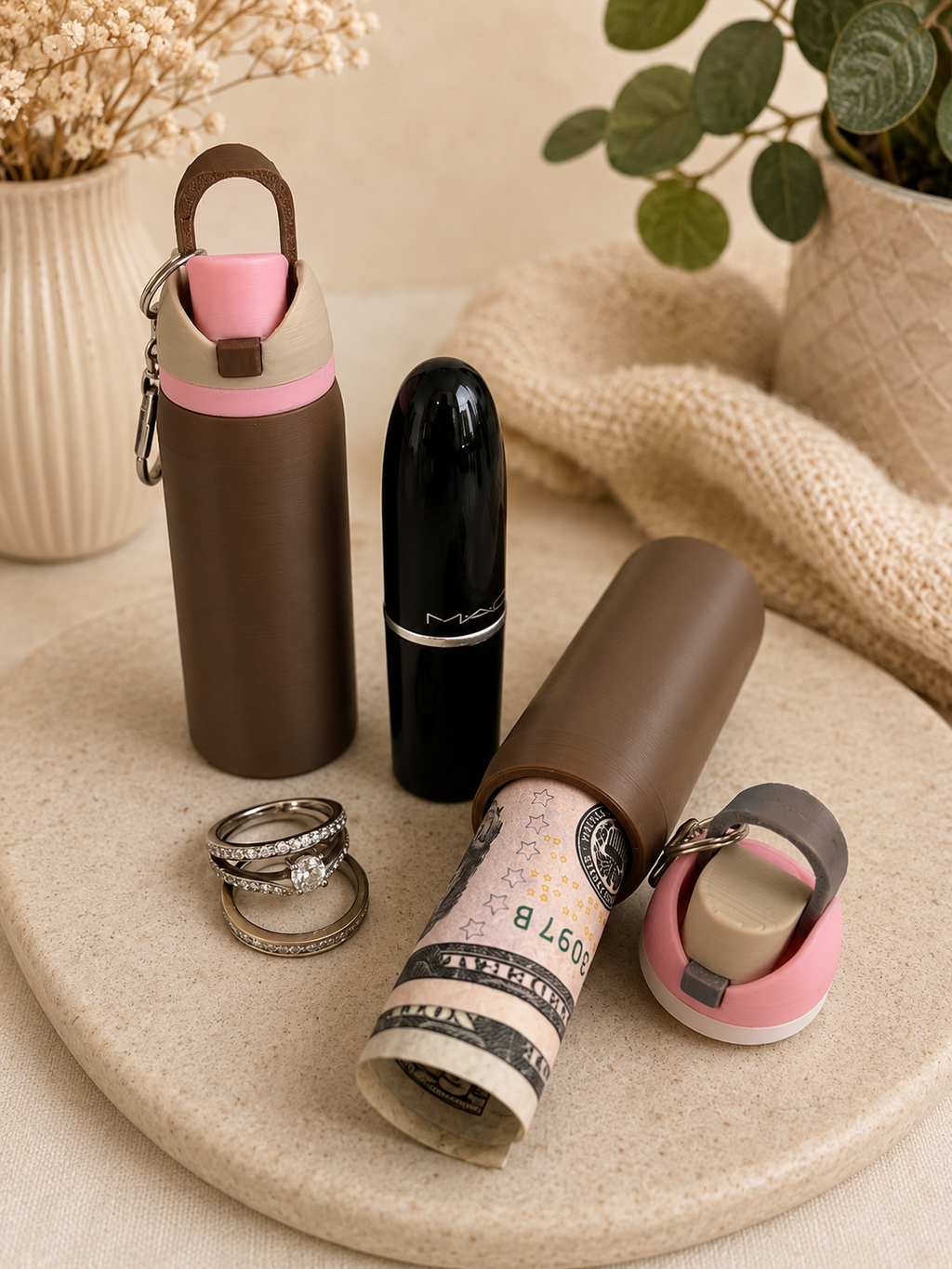 Owala-Inspired Mini Water Bottle Keychain/ Lip Balm Holder