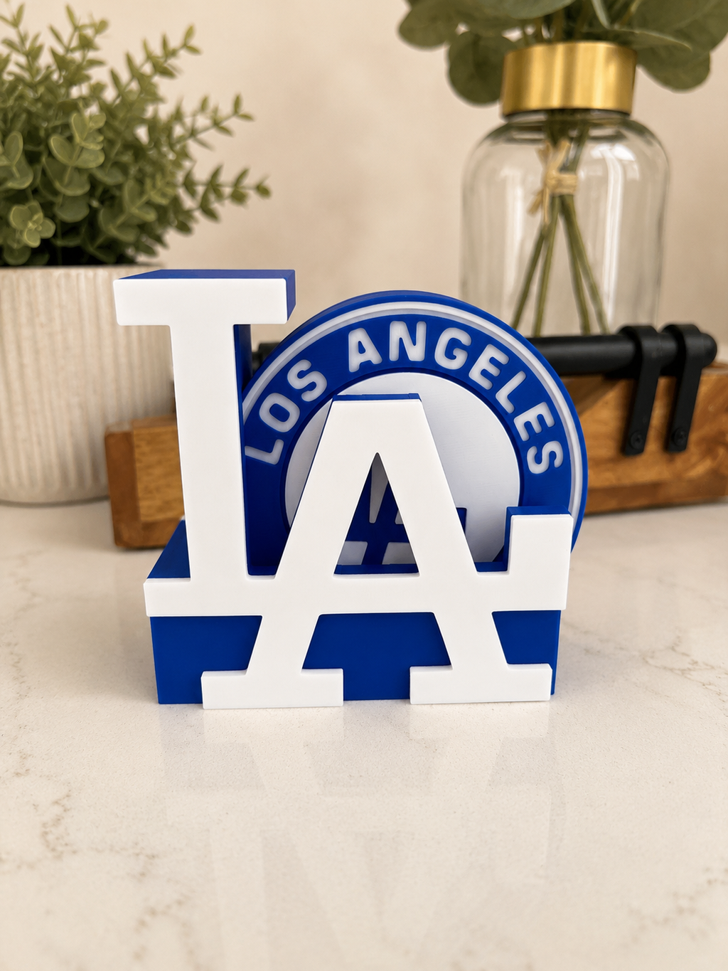LA Dodgers 3D Printed Coasters - Set of 5 with Holder