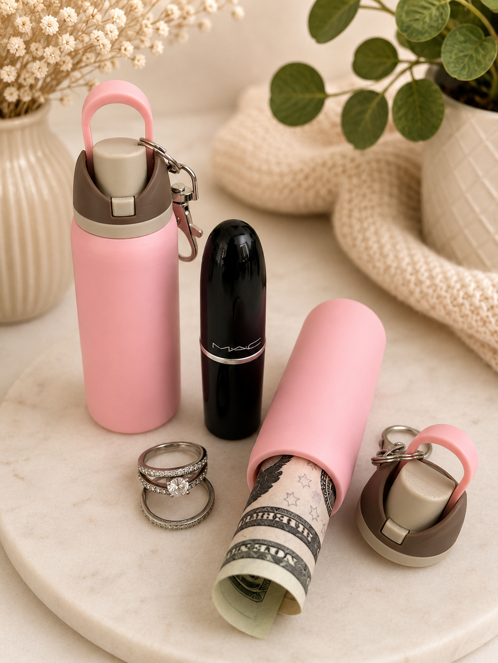 Owala-Inspired Mini Water Bottle Keychain/ Lip Balm Holder