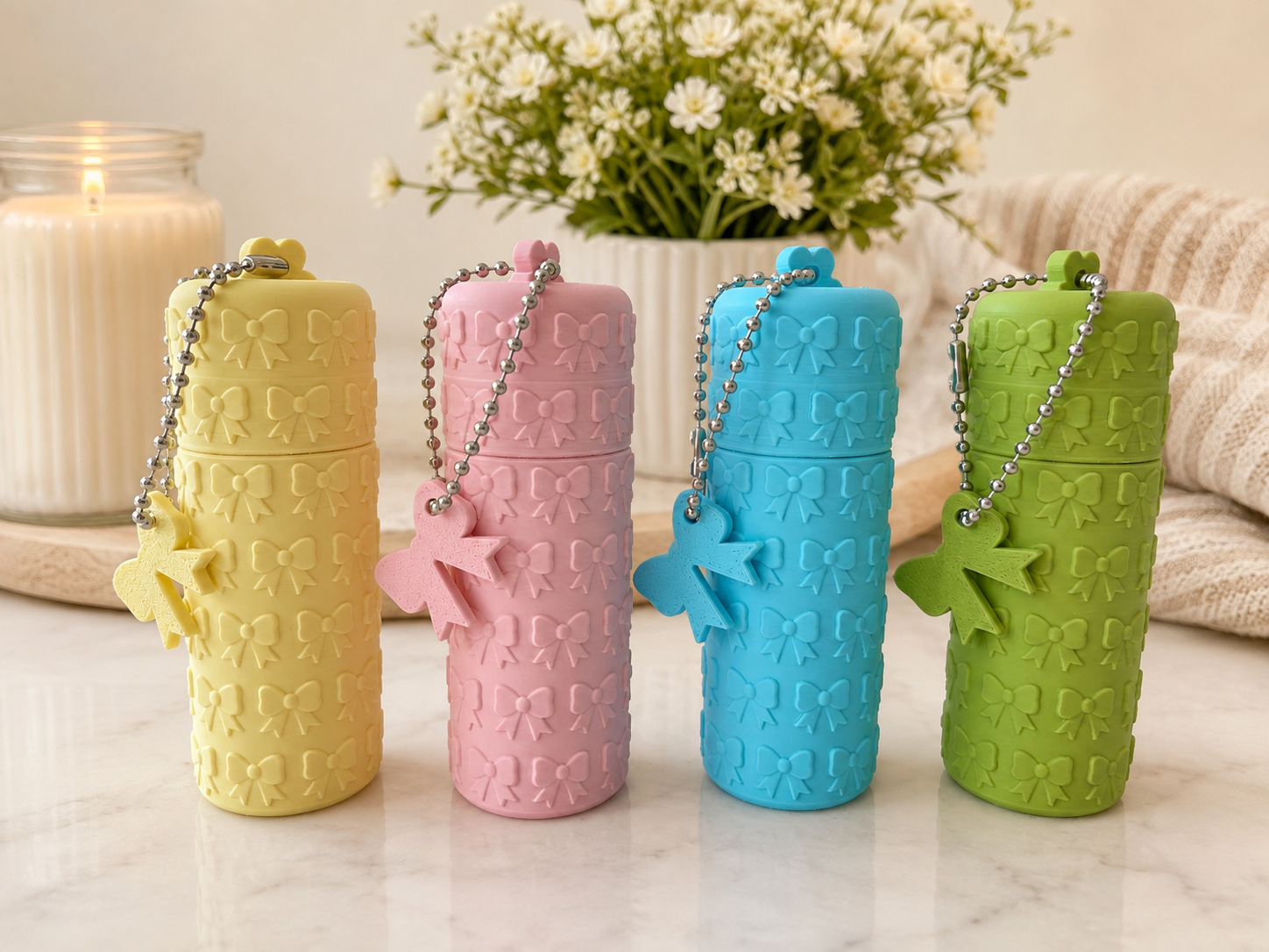Compact Lipstick / Lip Balm Keychain Holder