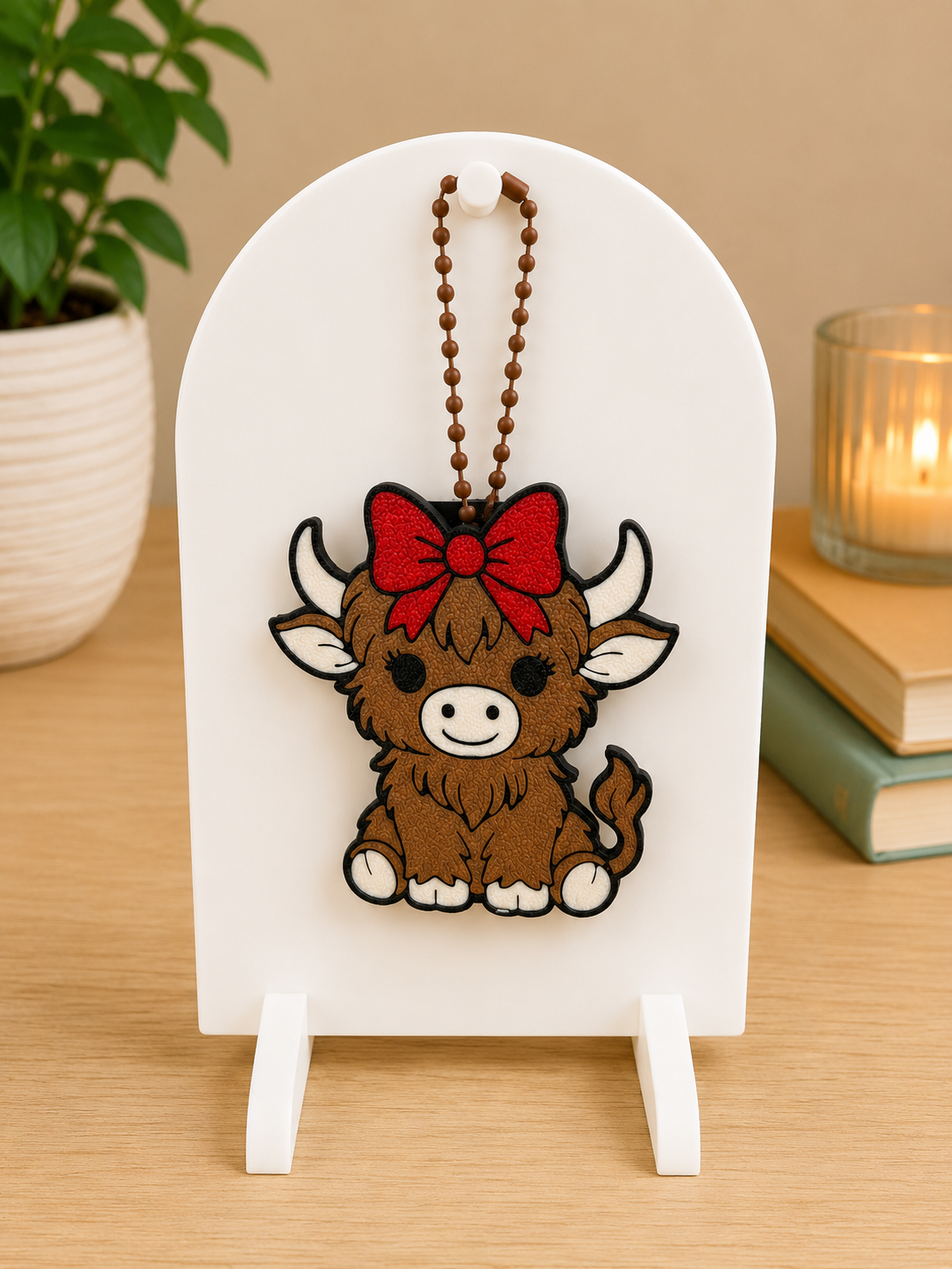 Cow Keychain/ Tab Can Opener with Red or Pink Bow
