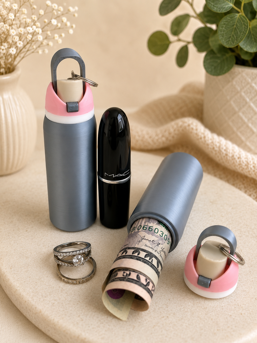 Owala-Inspired Mini Water Bottle Keychain/ Lip Balm Holder