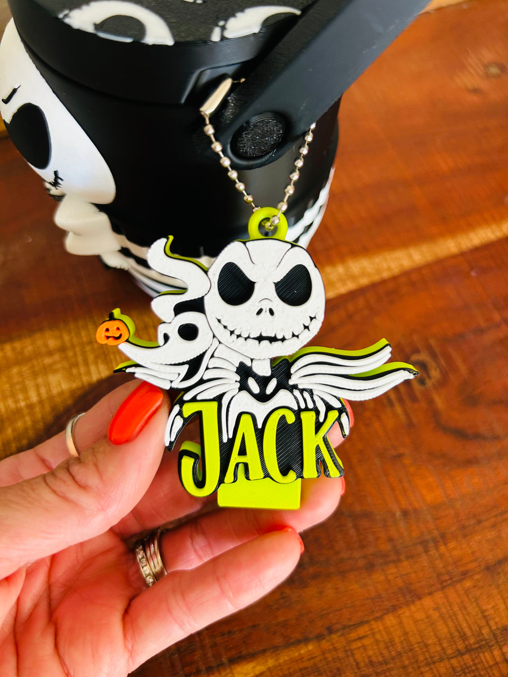 Jack Skellington-Inspired 3D Printed Mini Can Cooler with matching Tab Opener