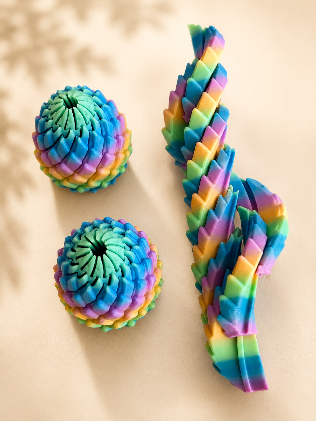 Rainbow Dragon Egg Fidget Ball – 3D Printed Twist Fidget Toy