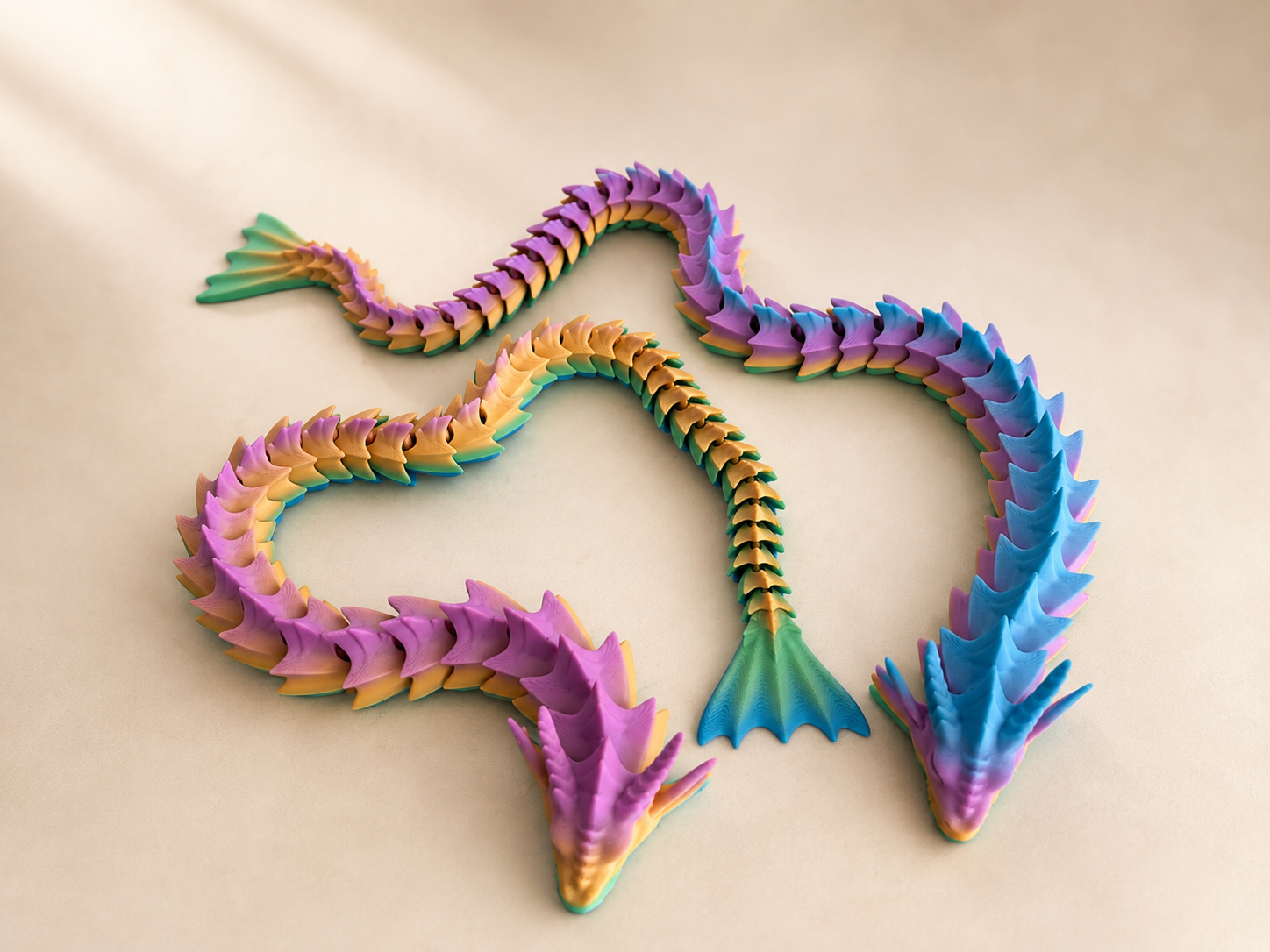 20" Rainbow Articulated Dragon – 3D Printed Flexi Dragon